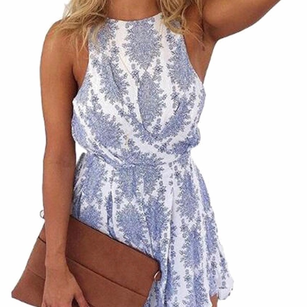 Summer Blue and White Romper